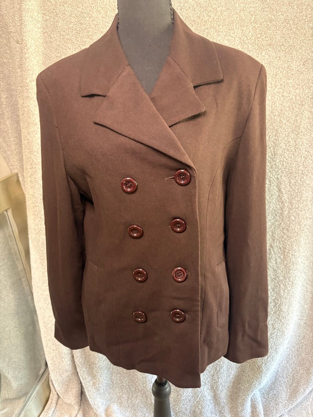 Vintage 90s Brown Double Breasted Blazer Office Siren 9/10